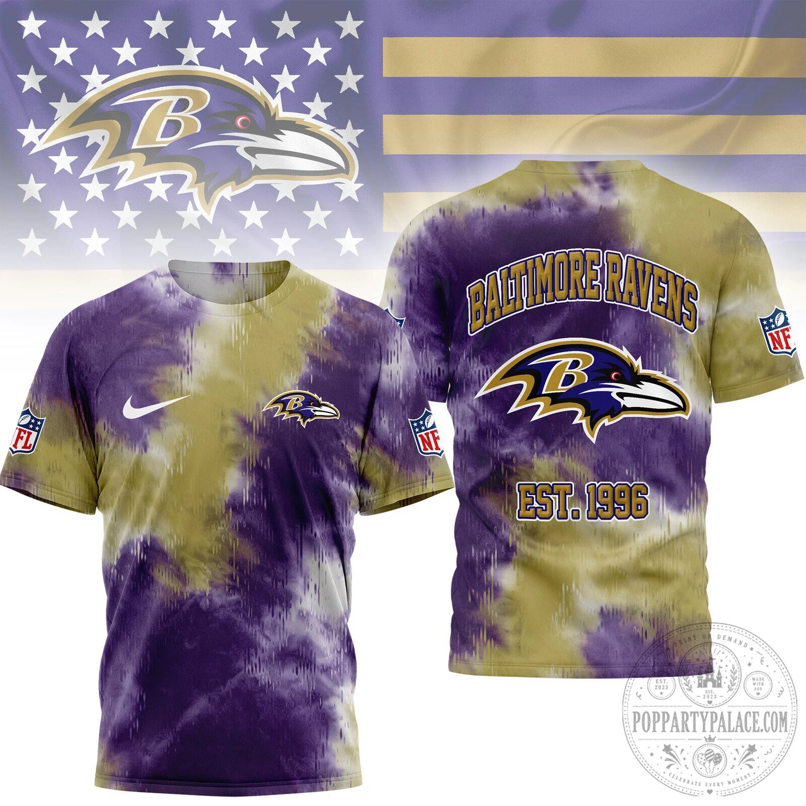 Baltimore Ravens General Manager Tie-Dye Short Sleeve T-Shirt